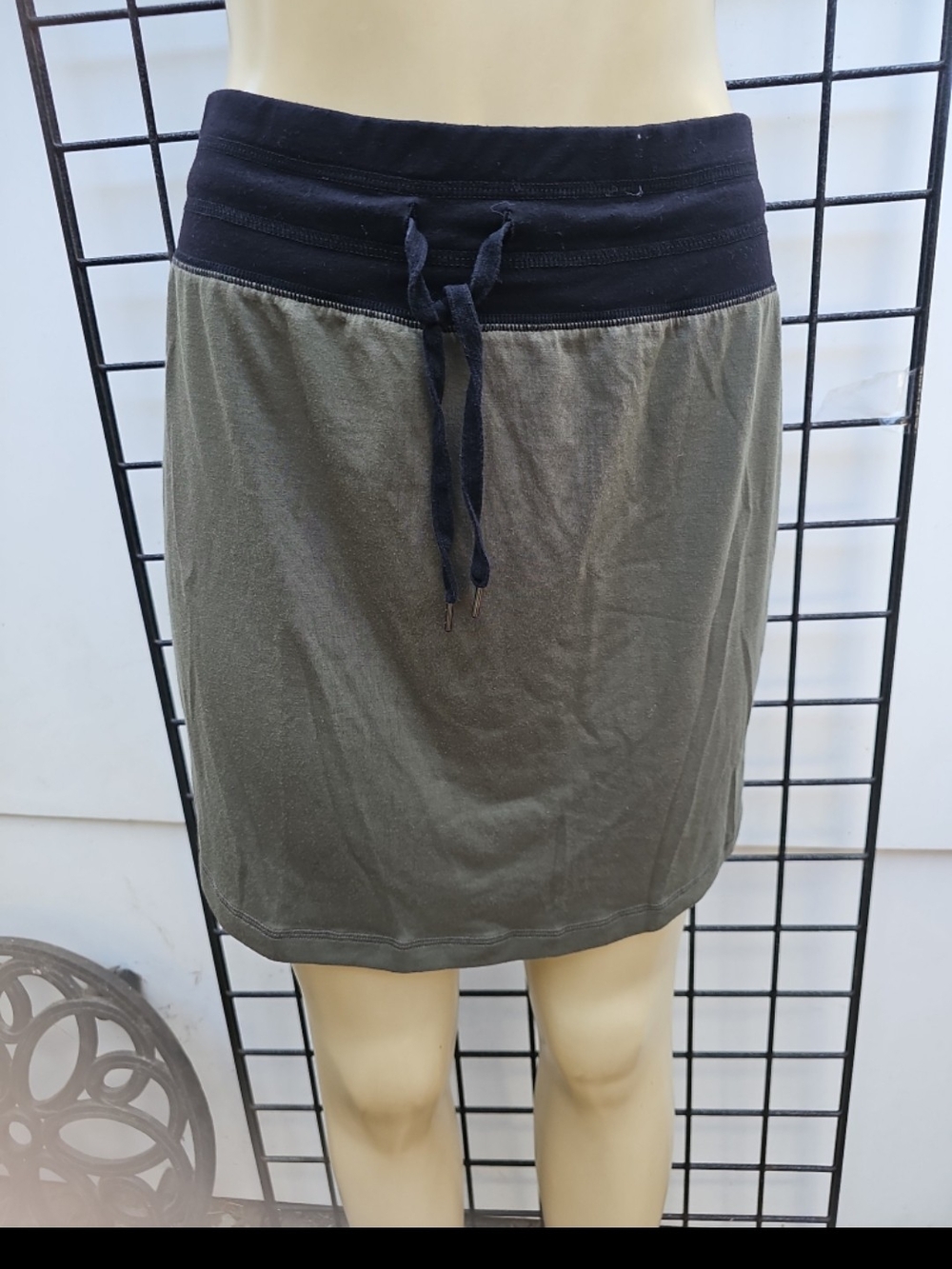 Xersion Olive Green Mini Skirt with Black Drawstring Waist